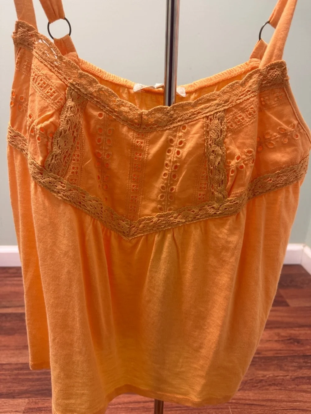 Rewind Orange Eyelet Lace Tank Top - Picture 2 of 6